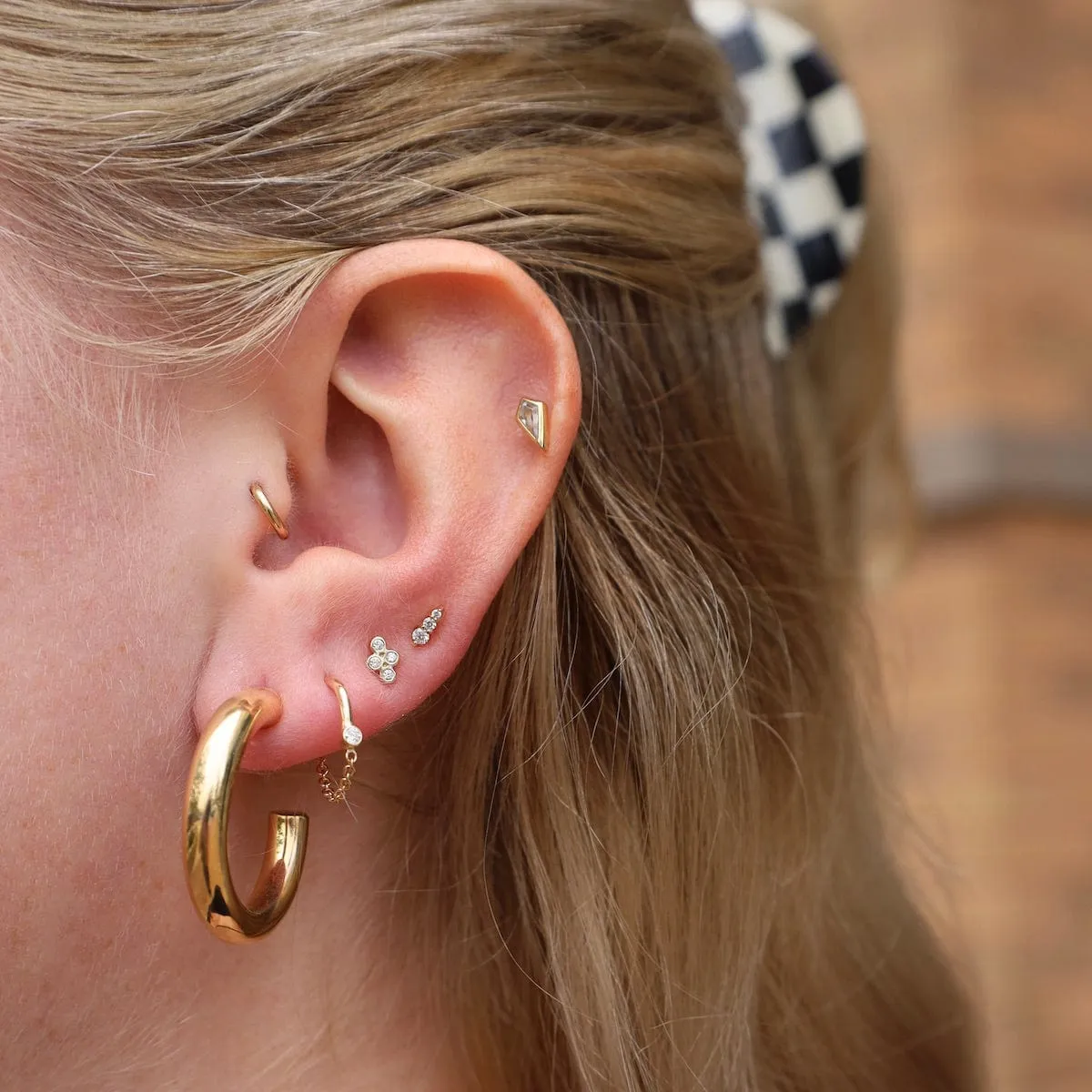 14k Gold Medium Hollow Hoops