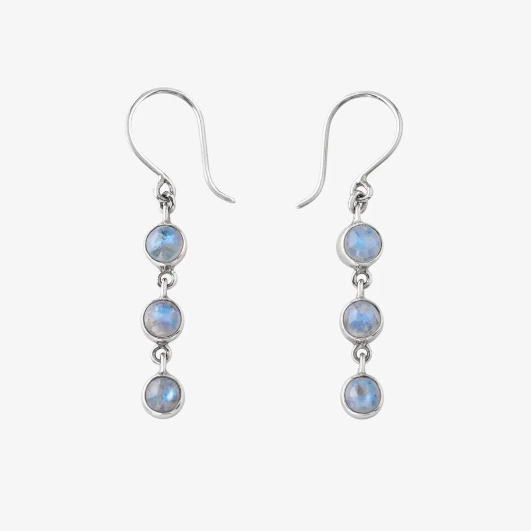 3 Muse Earrings, Rainbow Moonstone - NVK