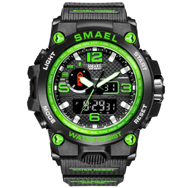 50M Water Resitant Clock Alarm 1545D Dual Display Wristwatch Quartz Military Watch Sport New Mens Watch