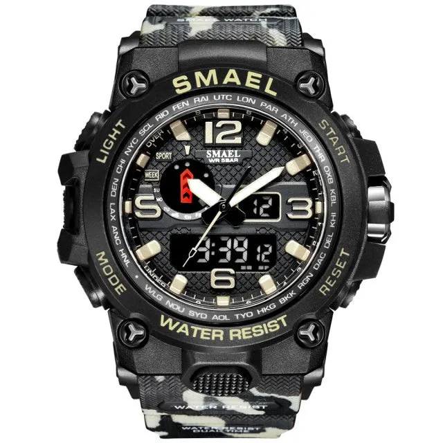 50M Water Resitant Clock Alarm 1545D Dual Display Wristwatch Quartz Military Watch Sport New Mens Watch