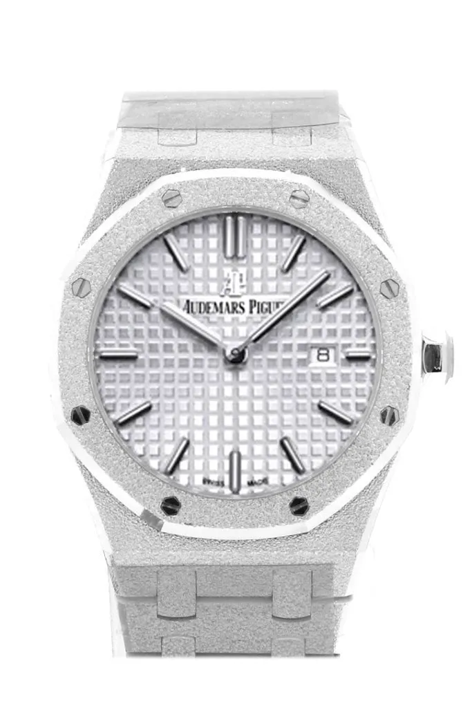 Audemars Piguet Royal Oak 33mm Rhodium-toned Dial Diamond Hammered White Gold Ladies Watch 67653BC.GG.1263BC.01