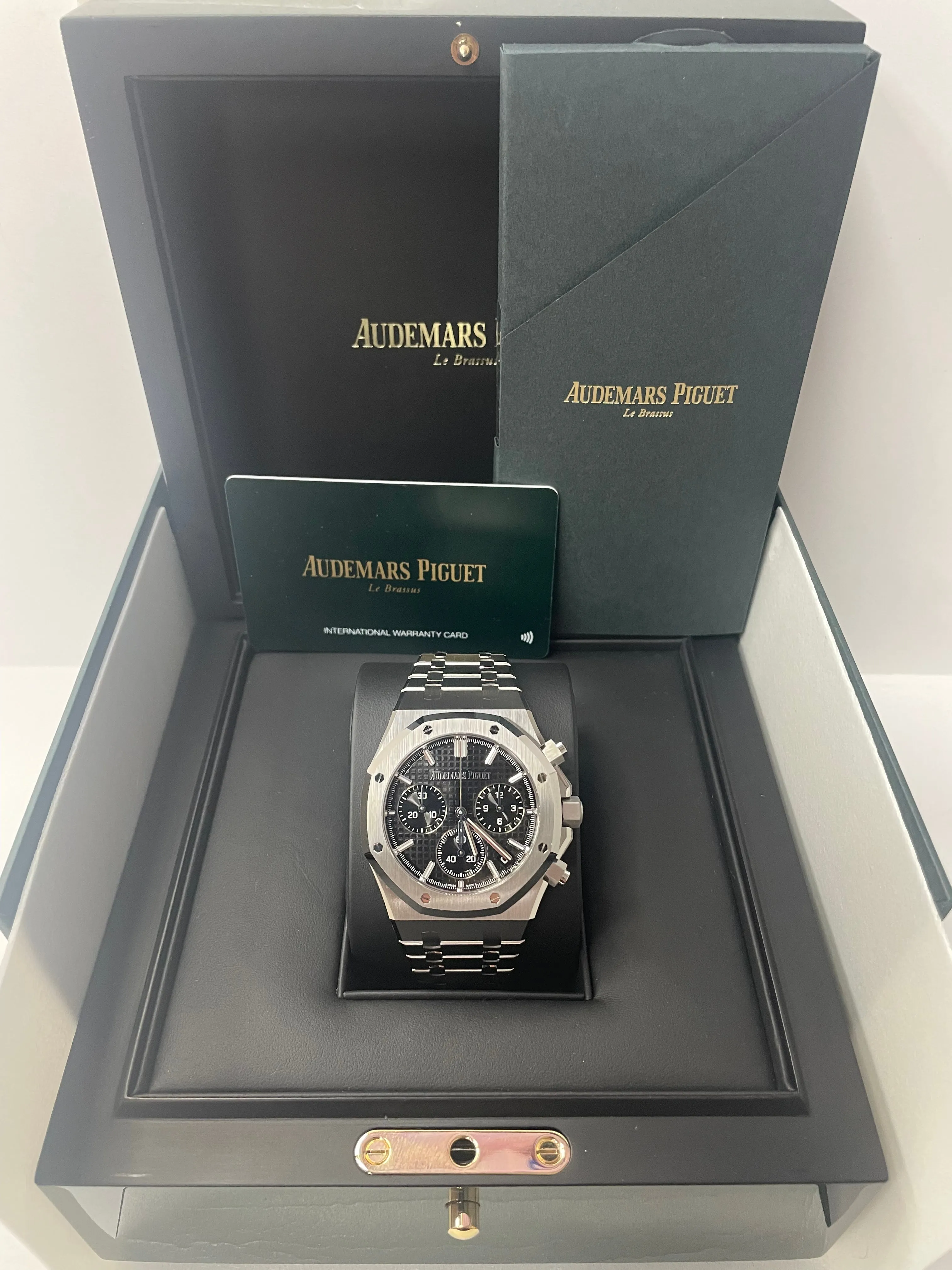 Audemars Piguet ROYAL OAK SELFWINDING CHRONOGRAPH “50TH ANNIVERSARY” STEEL BRACELET BLACK DIAL (Ref # 26240ST.OO.1320ST.02)