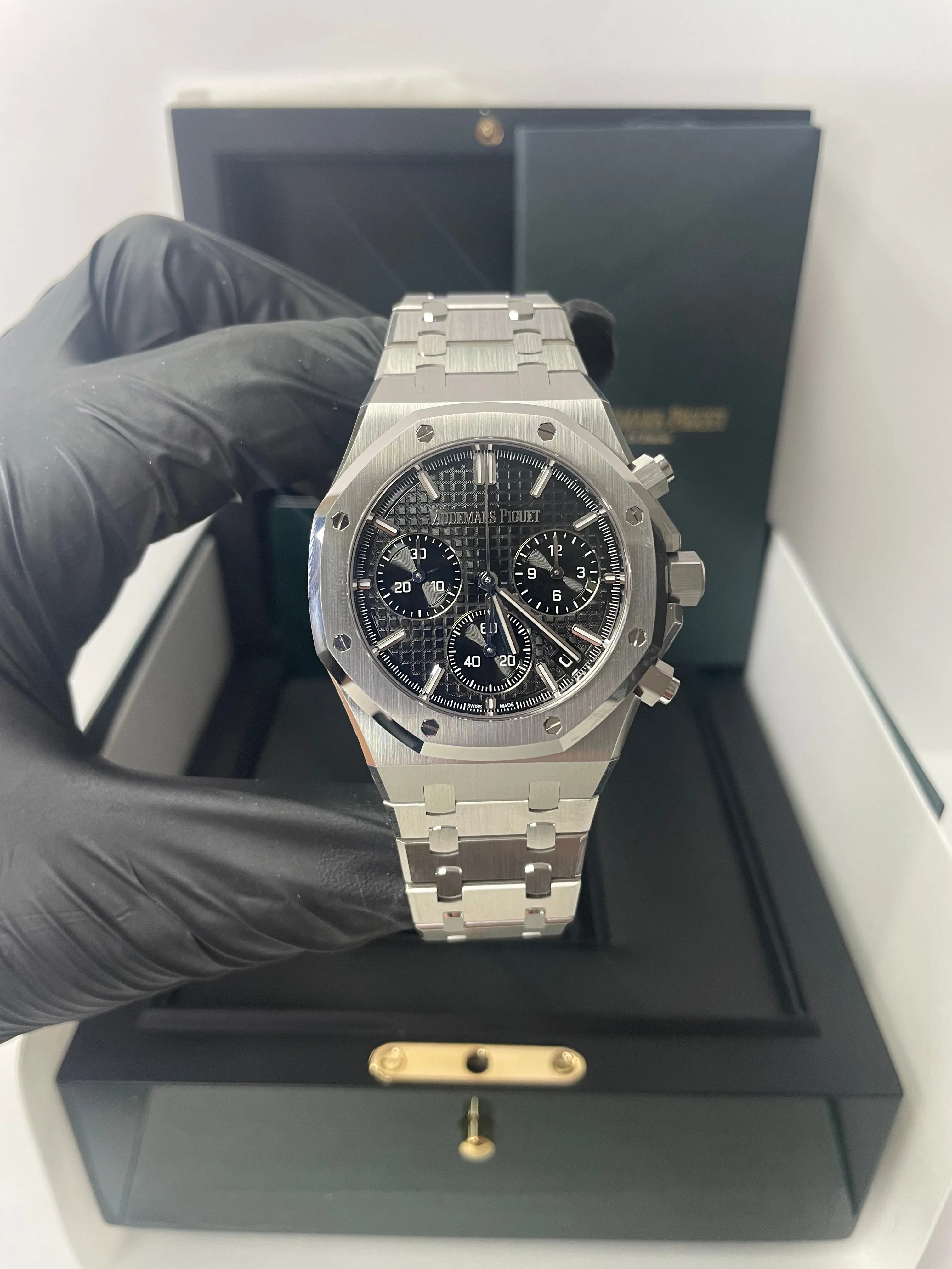 Audemars Piguet ROYAL OAK SELFWINDING CHRONOGRAPH “50TH ANNIVERSARY” STEEL BRACELET BLACK DIAL (Ref # 26240ST.OO.1320ST.02)