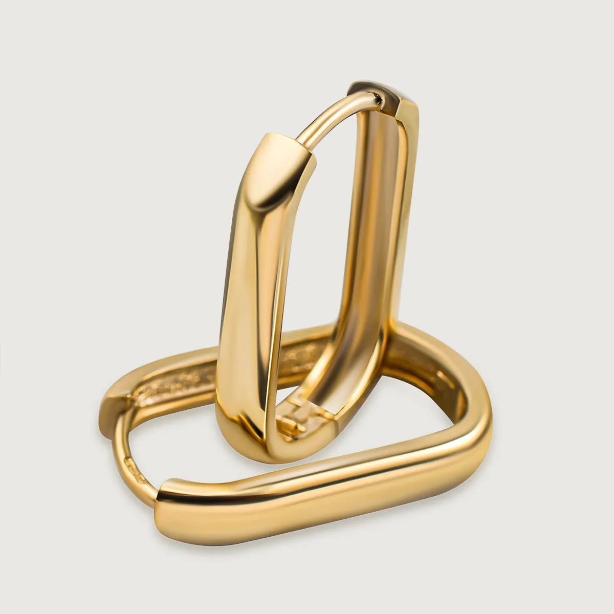 Baguette Large Hoop Earrings in 9K Gold