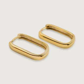 Baguette Large Hoop Earrings in 9K Gold