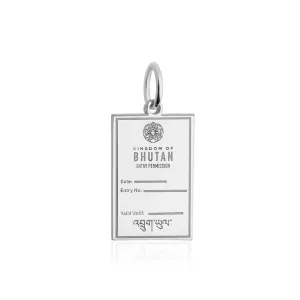 Bhutan Passport Stamp Charm Silver