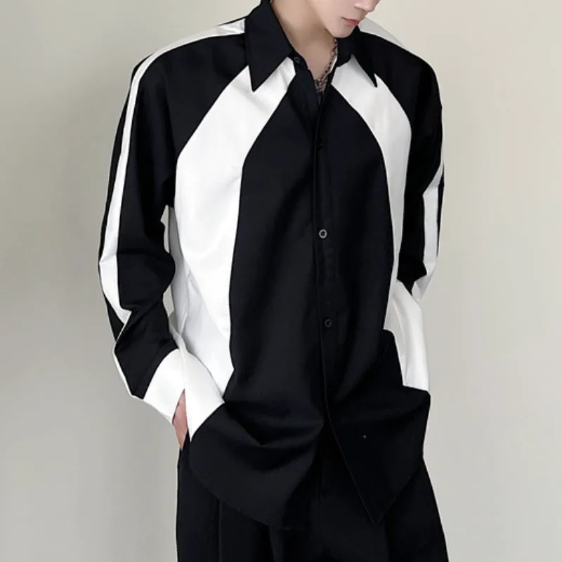 Black and White Contrast Long Sleeve Shirt