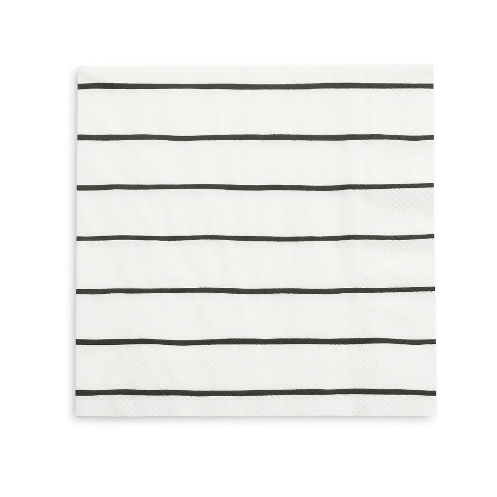 Black Frenchie Stripe Napkins SM