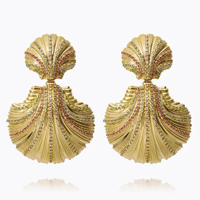 Caroline Svedbom Mirella Grande Earrings Gold Rainbow Combo