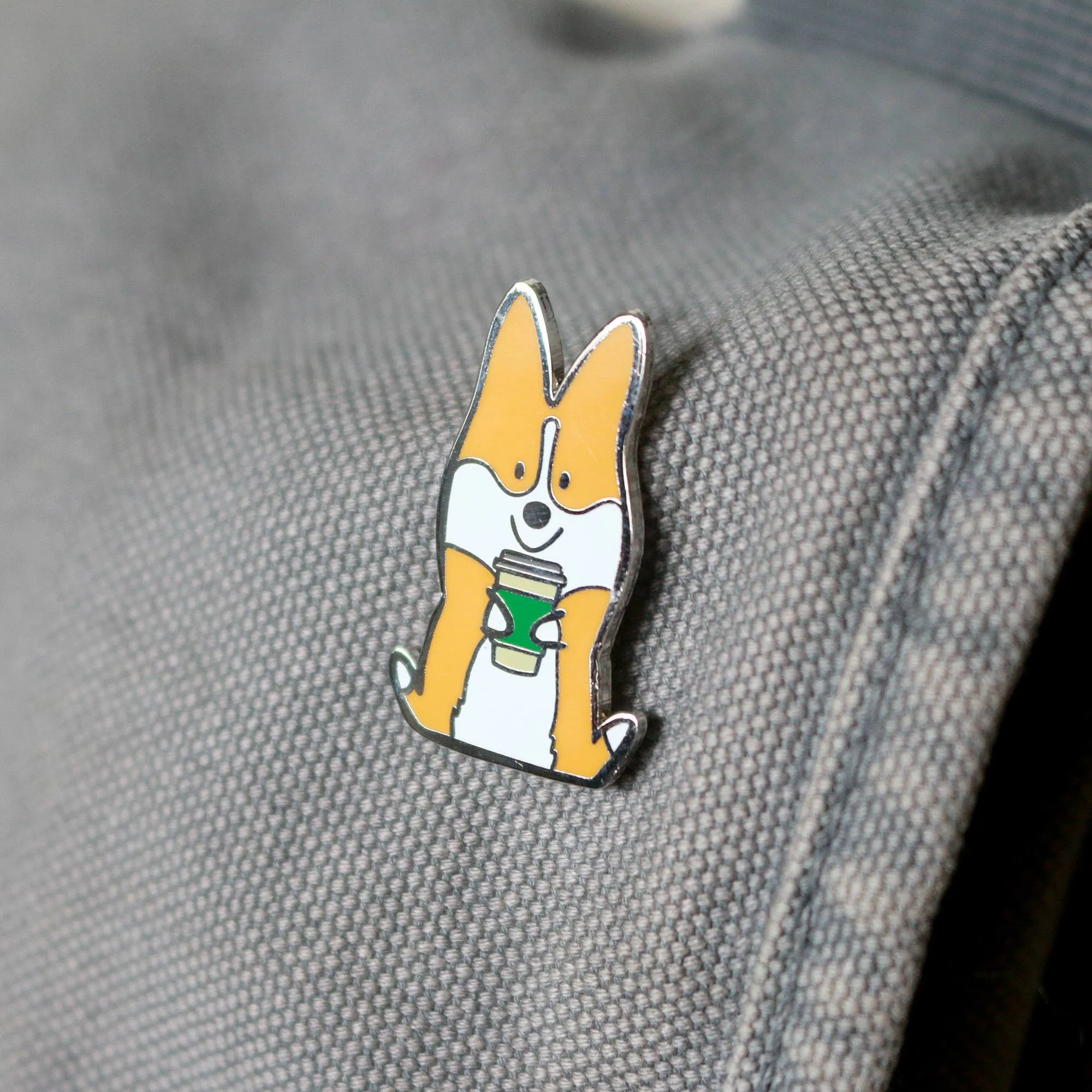 Corgis   Coffee Enamel Pin | Corgimoji Collectible Series