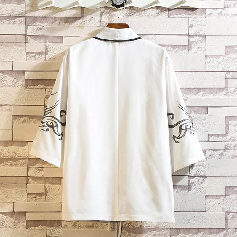 Crane Embroidered Short-sleeved Top