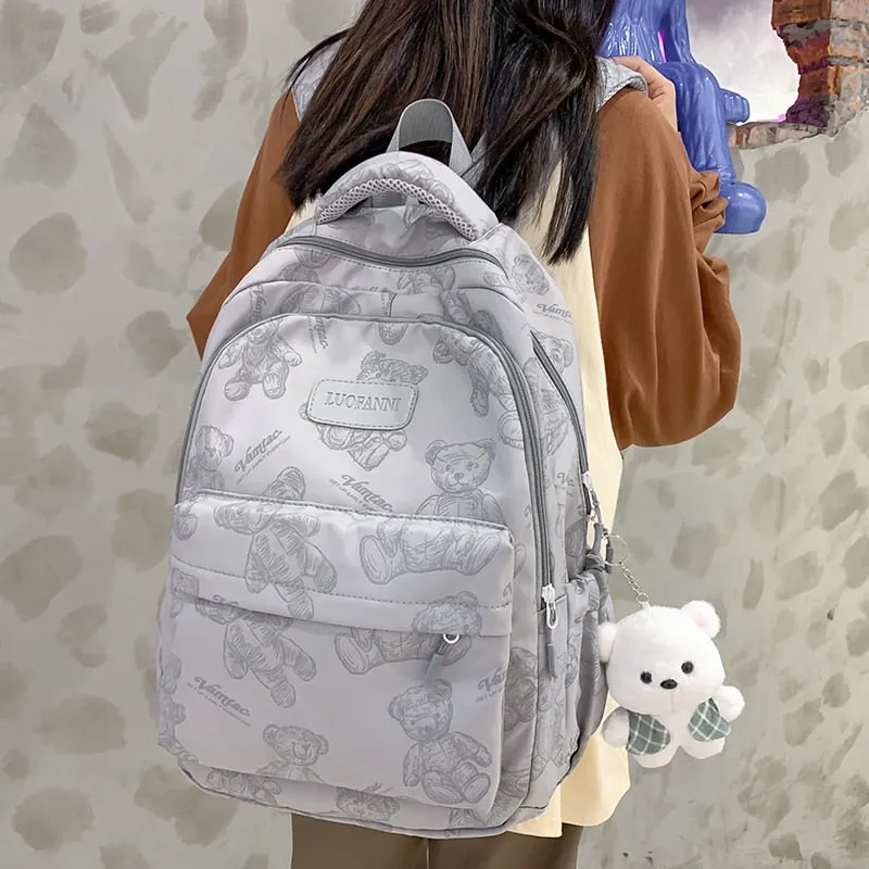 deanwangkt Fashion Big Student Laptop College Backpack Girls School Bag High Capacity Women Backpack Female Cute Leisure Travel Mochila