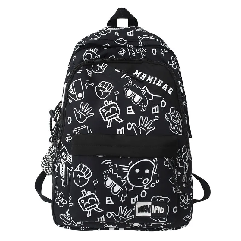 deanwangkt New Fashion Girl Graffiti Design Bookbag for Teens Backpack Colleg Cute Schoolbag Laptop Rucksack Women Mochila Travel Bag