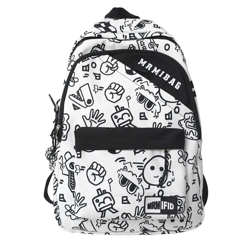 deanwangkt New Fashion Girl Graffiti Design Bookbag for Teens Backpack Colleg Cute Schoolbag Laptop Rucksack Women Mochila Travel Bag