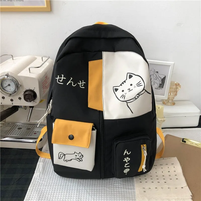 deanwangkt Women Backpack New Kawaii Patchwork Female Large Capacity Waterproof Nylon Shoulder School Bag Preppy Mochila Bolsa