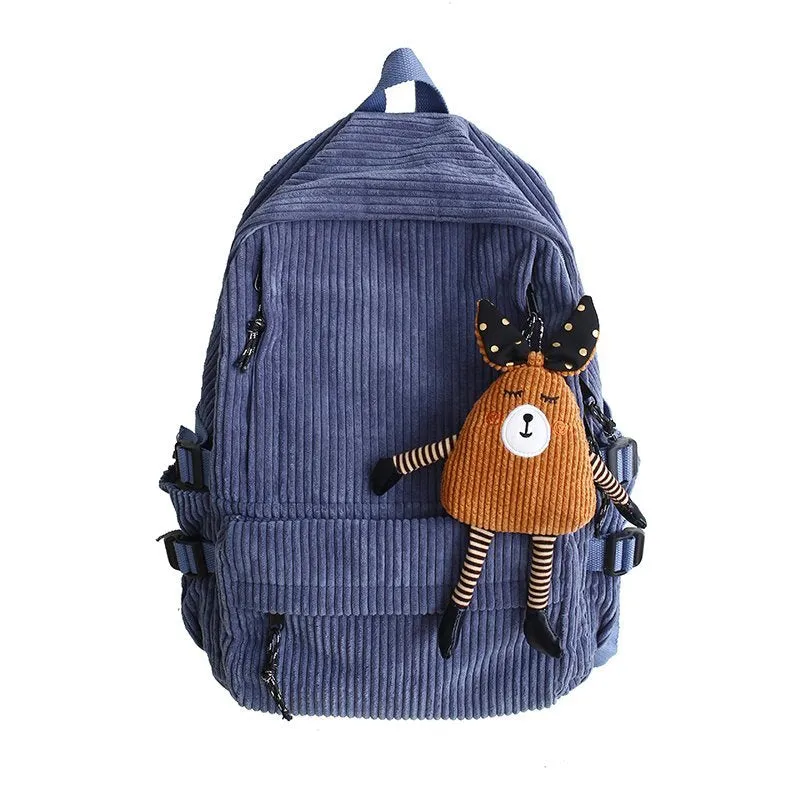 deanwangkt Women Corduroy Backpack Khaki SchoolBag Cute Teenage Girls Harajuku Female Bag Student Kawaii Lady Book Pack New Fashion Mochila