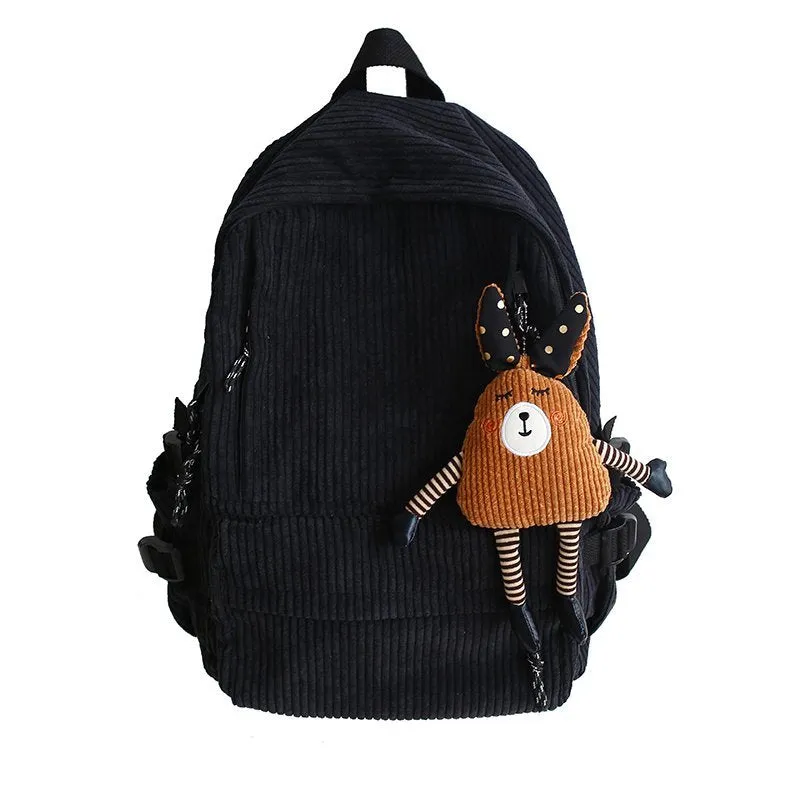 deanwangkt Women Corduroy Backpack Khaki SchoolBag Cute Teenage Girls Harajuku Female Bag Student Kawaii Lady Book Pack New Fashion Mochila