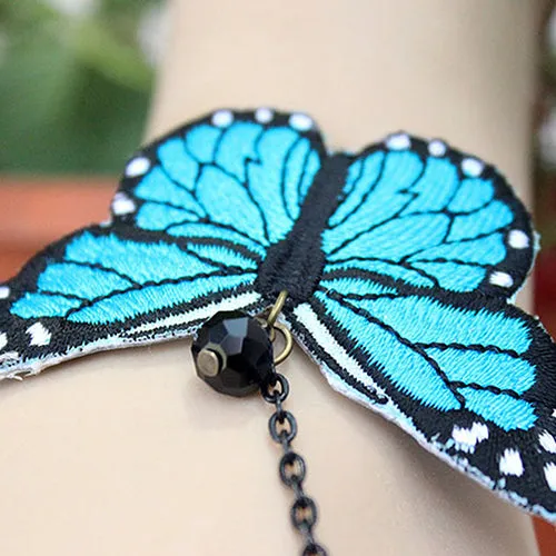 Gothic Bead Butterfly Rose Bracelet Harness