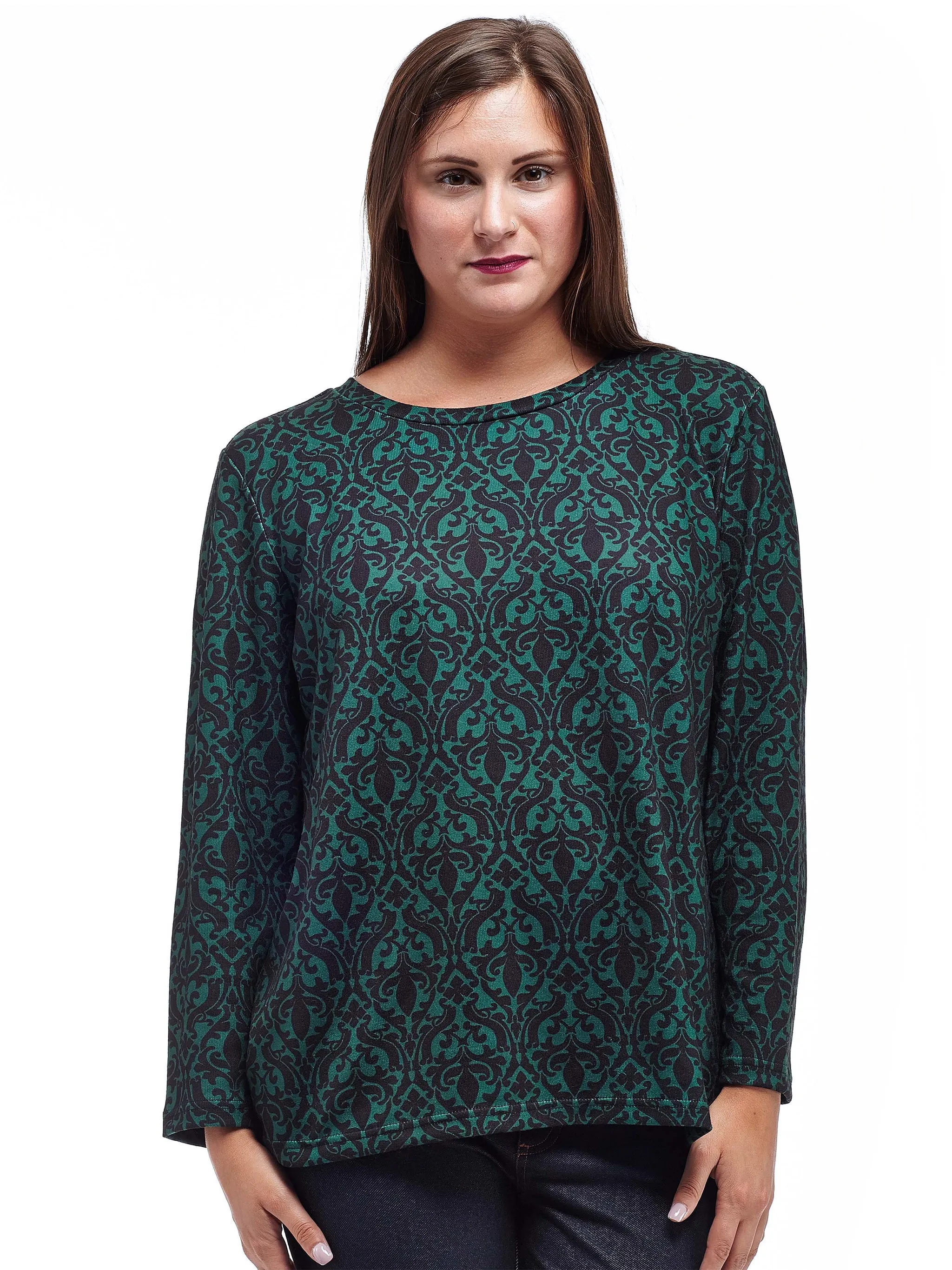 La Cera Baroque Print Pullover Top