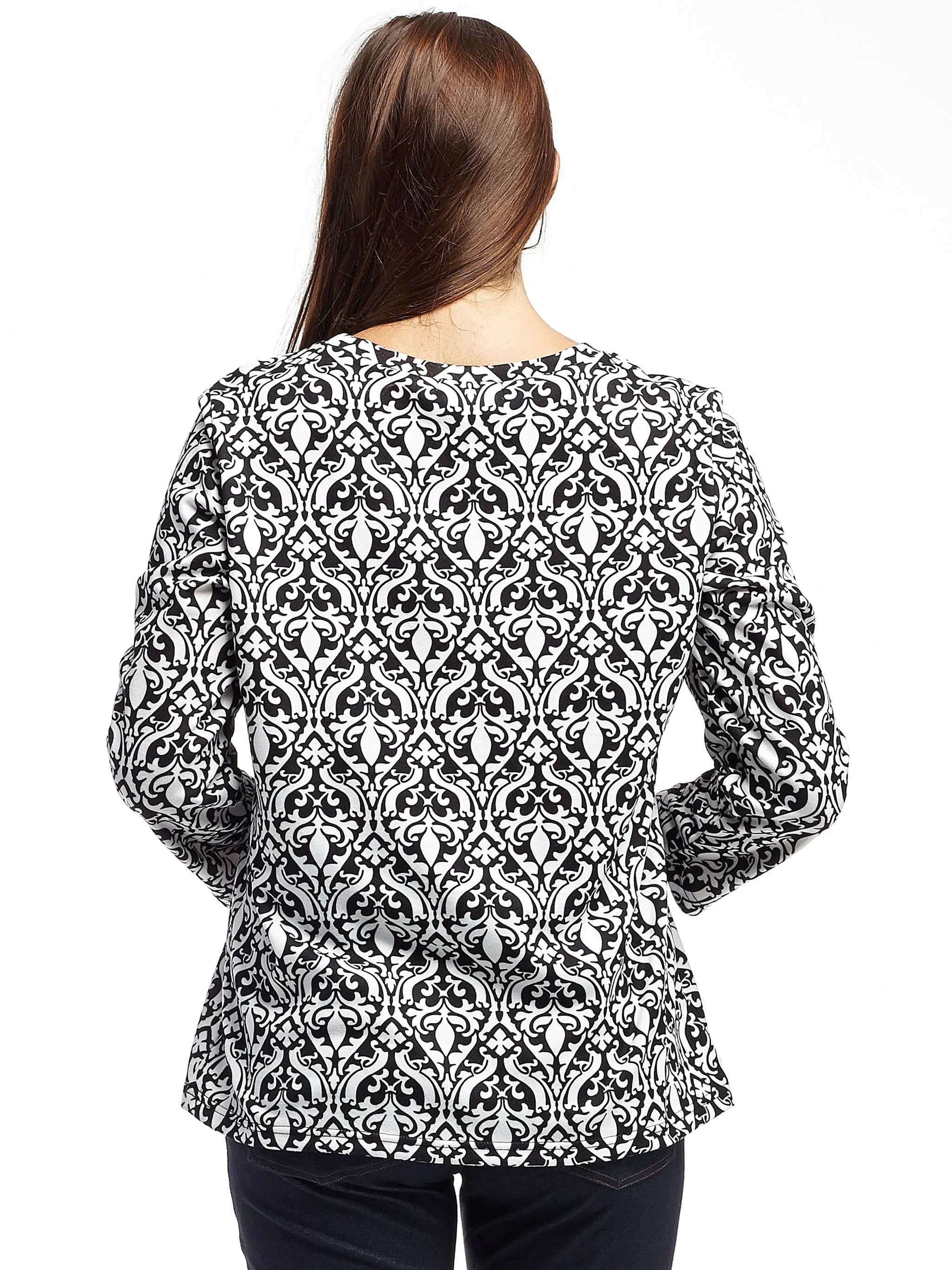 La Cera Baroque Print Pullover Top