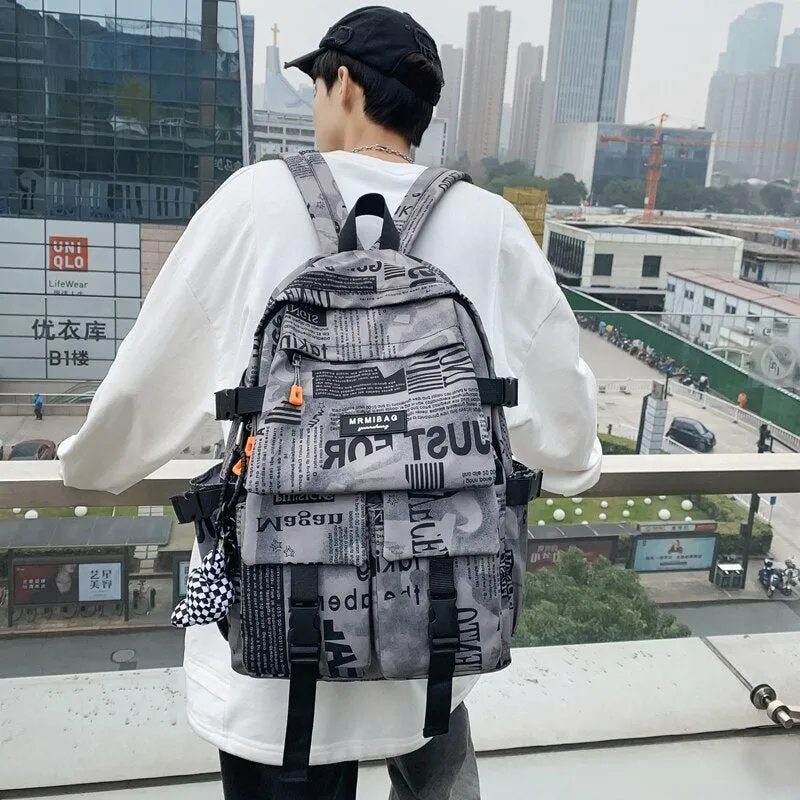 School Bag Male Student Shoulders Large Capacity Couple Backpack Fashion Cool Backpack Female College Teen Computer Bag Mochila