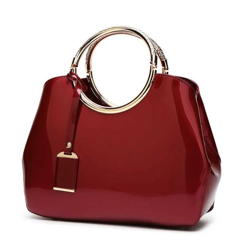 Shiny Patent Leather Bridal Handbag | One-Shoulder Wedding Crossbody Bag