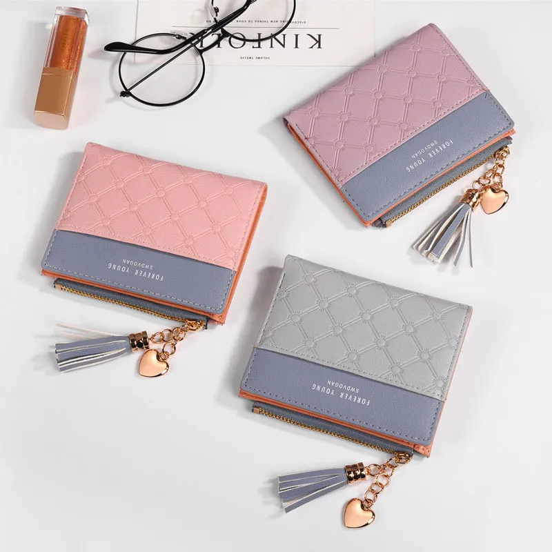 Tassel Leather Wallet Women Small Luxury Brand Famous Mini Women Wallets Purses Female Short Coin Zipper Purse Cartera Mujer