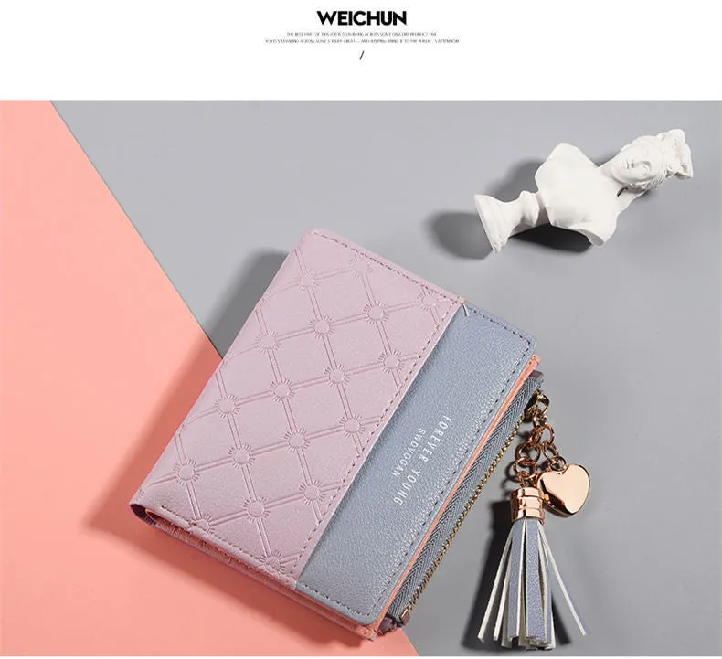 Tassel Leather Wallet Women Small Luxury Brand Famous Mini Women Wallets Purses Female Short Coin Zipper Purse Cartera Mujer