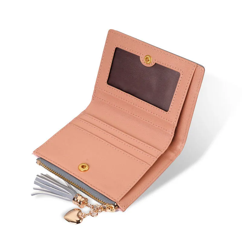 Tassel Leather Wallet Women Small Luxury Brand Famous Mini Women Wallets Purses Female Short Coin Zipper Purse Cartera Mujer