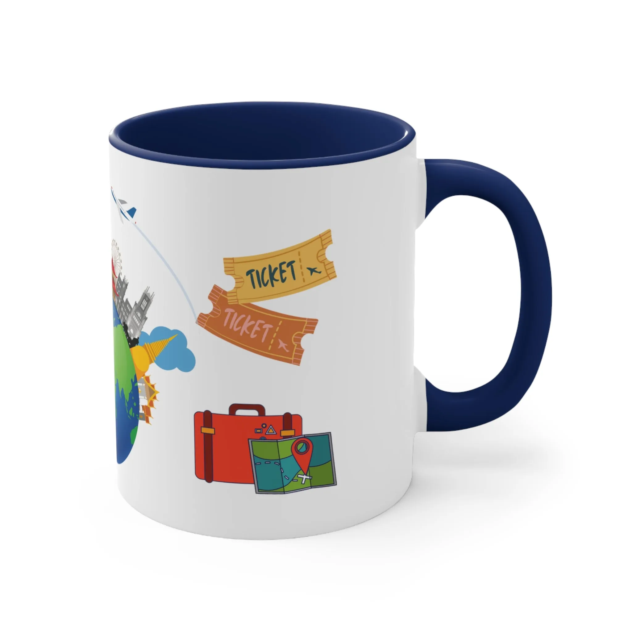 The TRAVEL LOVERS MUG - Available with Red, Blue and Navy Accents - Mugscity - Free Shipping